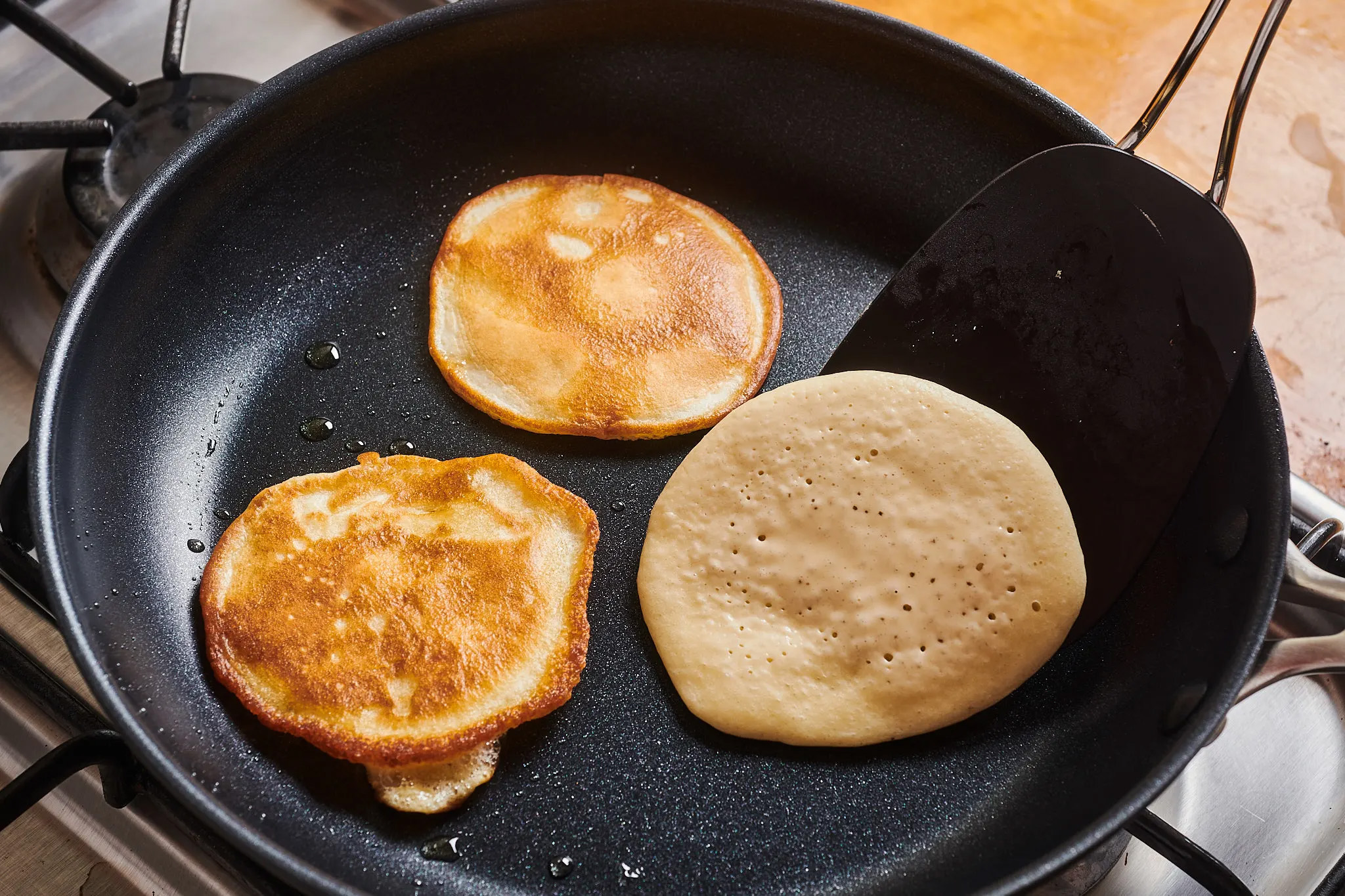 pancakes cooking in the pan